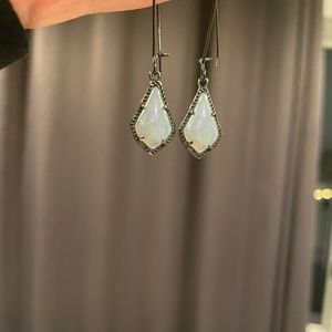 Kendra Scott Opalite Iridescent Lori Small Drop Earrings Gunmetal